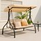 Costway Converting Outdoor Swing Canopy Hammock 3 Seats Patio Deck Furniture beige